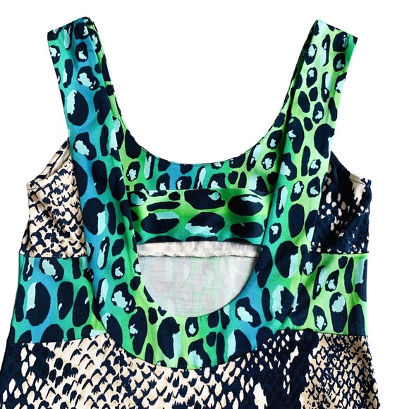 DIANE Von FURSTENBERG 100% Jersey Silk Animal Print Dress Stretch Open Back Sz 4 - Picture 9 of 12
